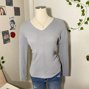 Women's Light Gray V-Neck Sweater